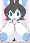  anthro bailey_(kirbot12) big_breasts blue_eyes breasts duo emolga fan_character female huge_breasts nintendo nipples open_mouth penis pok&eacute;mon pok&eacute;mon_(species) pok&eacute;morph sex simple_background solo_focus sugaru titfuck video_games 