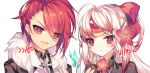  1girl blush collaboration commentary_request cross earrings elsword elsword_(character) eve_(elsword) facial_mark flower forehead_jewel gem hair_flower hair_ornament highres jewelry ribbon smile utm valentine vilor 