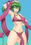  10s 1girl 2018 armpit arms_up bangs breasts dancer earrings erection eyebrows_visible_through_hair fire_emblem fire_emblem:_seisen_no_keifu full-package_futanari futanari green_eyes green_hair hair_between_eyes jewelry leen_(fire_emblem) medium_breasts newhalf open_mouth penis shiny shiny_hair shiny_skin short_hair sidelocks testicles thighs uncensored 