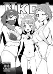  :d animal_ears areola_slip areolae ayame_(gundam_build_divers) bare_shoulders bikini breast_hold breasts cameltoe cat_ears cover cover_page covered_nipples cowboy_shot crossed_arms doujin_cover earrings eyebrows_visible_through_hair face_mask greyscale groin gundam gundam_build_divers jewelry large_breasts long_hair mask momo_(gundam_build_divers) monochrome multiple_girls nanase_nanami_(gundam_build_divers) navel ninja ninja_mask one_eye_closed open_mouth ponytail rating scarf shiny shiny_hair short_hair skindentation slingshot_swimsuit small_breasts smile string_bikini swimsuit tamagoroo_(funifuni_labo) thighhighs twintails very_long_hair 