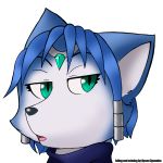  alpha_channel anthro blue_fur canine clothed clothing female fox fur green_eyes jewelry krystal looking_at_viewer mammal nintendo reaction_image simple_background space_dynamics star_fox transparent_background unknown_artist video_games 
