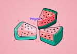  cake food fruit meyoco no_humans original pink_background simple_background sparkle transparent watermelon 