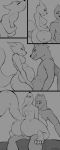  anthro balls blush breasts butt canine clothing comic doggomeatball eyes_closed female fox male male/female mammal monochrome nipples nude pussy side_boob vore wolf 