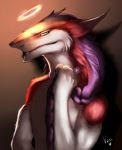  2018 anthro azaly braided_hair clothed clothing collar girly hair looking_at_viewer male ophiseus sergal topless 