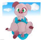  2018 cloud cub digital_media_(artwork) doodleburr feet female hi_res mammal pig porcine presenting pussy simple_background smile solo young 