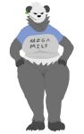  2018 anthro big_breasts bottomless breasts claws clothed clothing digital_media_(artwork) female huge_breasts nintendo pangoro pok&eacute;mon pok&eacute;mon_(species) pussy shirt simple_background smiz solo thick_thighs video_games 