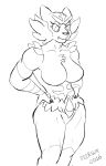  2016 anthro anthrofied belt big_breasts black_nose breasts chest_tuft claws deersun english_text fangs featureless_breasts featureless_crotch feline female fur half-closed_eyes hand_on_hip hi_res incineroar mammal nintendo nude pok&eacute;mon pok&eacute;mon_(species) pok&eacute;morph sharp_teeth signature simple_background sketch slit_pupils solo standing teeth text tuft unfinished video_games white_background wide_hips 