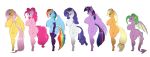  2018 aged_up anthro applejack_(mlp) armwear big_breasts blonde_hair blush breasts clothing crossgender dragon equine female fluttershy_(mlp) friendship_is_magic green_eyes group hair hi_res horn huge_breasts legwear looking_at_viewer mammal multicolored_hair my_little_pony nipples nude pegasus pink_hair pinkie_pie_(mlp) rainbow_dash_(mlp) rainbow_hair rarity_(mlp) simple_background slit_pupils smile suirano twilight_sparkle_(mlp) unicorn white_background winged_unicorn wings 