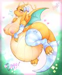  &lt;3 2018 anthro areola armwear belly big_belly bow breasts claws clothing digital_media_(artwork) dragonite female hi_res hyper hyper_belly hyper_pregnancy legwear leonkatlovre nintendo nipples open_mouth pok&eacute;mon pok&eacute;mon_(species) pregnant signature solo thick_thighs toe_claws tongue tongue_out video_games wings 