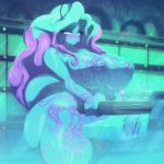  2018 alien angry antennae big_breasts big_butt blue_hair blue_skin breasts butt clothed clothing female hair huge_breasts huge_butt humanoid mirabelle multicolored_hair nipples not_furry purple_hair riendonut skimpy skinsuit solo thick_thighs tight_clothing two_tone_hair voluptuous water wet wide_hips 