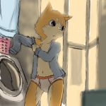  2015 absurd_res anthro bulge canine clothed clothing cub dog fur furemani hi_res male mammal open_mouth solo underwear yellow_fur young 
