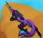  2017 android anthro armor black_boots blue_hair blue_pussy boots cat cliff clothing cosplay diamond_(disambiguation) digital_media_(artwork) feline female footwear fur glowing glowing_pussy gun hair high_heels machine mammal may825 overwatch purple_fur purple_gun pussy ranged_weapon robot shoes sniper solo turbomcgogo vid vid17 video_games weapon widowmaker 