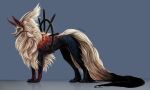  2015 ambiguous_gender black_fur blonde_hair brown_fur canine digital_media_(artwork) feral fur hair mammal paws red_fur shwonky simple_background solo standing 
