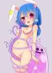  animal_ears ass_visible_through_thighs bangs blue_hair blush breasts bunny_ears grey_background hair_between_eyes heart highres inon long_hair navel nipples nude open_mouth pink_eyes seiran_(touhou) simple_background small_breasts sweat tears tentacles thigh_gap touhou transparent twintails 