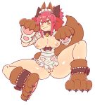  animal_ears apron belt_collar breasts cat_ears cat_paws cat_tail fang fate/grand_order fate_(series) gloves highres naked_apron paw_gloves paw_shoes paws pink_hair pussy shoes simple_background sketch smile solo spread_legs taikodon tail tamamo_(fate)_(all) tamamo_cat_(fate) white_background yellow_eyes 