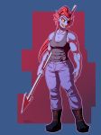  absurd_res anthro clothing female fish greasymojo hi_res marine melee_weapon polearm solo spear undertale undyne video_games weapon 