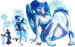  2018 alpha_channel anthro big_breasts blue_hair breasts butt clothed clothing dialogue dragon equine eziall female growth hair horse hybrid macro mammal nude ponytail scissorsrunner scroll sequence simple_background sitting solo species_transformation standing surprise torn_clothing transformation transparent_background wings 