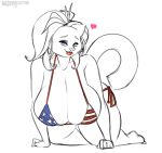  &lt;3 all_fours anthro bagelcollector big_breasts bikini breasts clothing feline female huge_breasts looking_at_viewer makeup mammal sketch slightly_chubby smile solo swimsuit voluptuous 