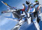  cloud commentary dual_persona energy_cannon flying gunpod i.t.o_daynamics macross macross_delta mecha realistic roundel science_fiction shoulder_cannon variable_fighter vf-31 