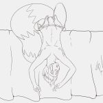  2018 anthro bed bulge clothed clothing digital_drawing_(artwork) digital_media_(artwork) e-cig e-cigarette ecig facial_piercing fur girfan hair jeans looking_at_viewer lying male male/male mammal markings middle_finger nipples on_bed open_mouth pants piercing red_panda relaxing simple_background solo underwear upside_down vape vaping 