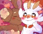  &lt;3 &lt;3_eyes 2019 ambiguous_gender blush buneary digital_media_(artwork) fur happy iroxykun kissing kissing_cheek lagomorph licking mammal nintendo pok&eacute;mon pok&eacute;mon_(species) scorbunny smile tongue tongue_out video_games 