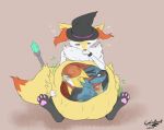  ambiguous_gender ambiguous_pred ambiguous_prey belly big_belly braixen calinbeast delphox eyes_closed hat ill lucario nintendo pok&eacute;mon pok&eacute;mon_(species) scepter video_games vore 