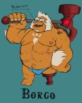  bulge clothing facial_hair goatee goron hammer hi_res male meaninglez nintendo nipples not_furry pecs solo the_legend_of_zelda tools underwear video_games 