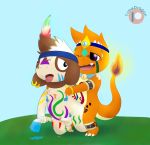  anthro charmander charmandrigo charmandrigo_(character) cum duo male male/male markings nintendo nude penis pok&eacute;mon pok&eacute;mon_(species) pok&eacute;morph smeargle tribal uncut video_games 