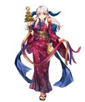  animal animal_on_shoulder animal_print bangs bell bird bird_on_shoulder bridal_gauntlets bug butterfly butterfly_print cozy eyebrows_visible_through_hair fire_emblem fire_emblem:_akatsuki_no_megami fire_emblem_heroes full_body highres holding insect japanese_clothes jingle_bell kagura_suzu kimono long_hair looking_at_viewer micaiah non-web_source obi official_art parted_lips sandals sash silver_hair smile standing transparent_background wide_sleeves yellow_eyes yukata yune 