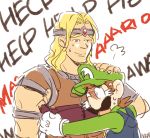  blonde_hair brown_hair castlevania comforting facial_hair gloves hat headband height_difference hug luigi male_focus mario_(series) multiple_boys muscle mustache nowitsevenhotter open_mouth overalls petting scared short_hair signature simon_belmondo smile super_mario_bros. super_smash_bros. super_smash_bros._ultimate wavy_hair 