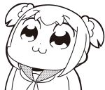  :3 animated animated_gif bangs bkub chibi commentary cptnameless eyebrows_visible_through_hair greyscale hair_ornament hair_scrunchie looping_animation monochrome poptepipic popuko school_uniform scrunchie serafuku sidelocks simple_background solo teardrop tearing_up upper_body white_background 