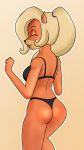  2017 anthro bandicoot big_breasts black_nose blonde_hair breasts buffbumblebee_(artist) butt clothed clothing coco_bandicoot crash_bandicoot_(series) digital_drawing_(artwork) digital_media_(artwork) eyebrows eyelashes eyes_closed female fur hair hi_res long_hair mammal marsupial panties ponytail simple_background smile solo togue_out underwear video_games 