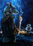  2014 anthro cigarette clothed clothing fur hyena kenket mammal night solo traditional_media_(artwork) 