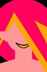  akairiot brenna_(akairiot) commentary english_commentary fiery_hair fire hair_over_one_eye long_hair minimalism no_eyes no_nose original pointy_ears portrait smile solo 