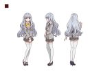  artist_request black_footwear blazer bow bowtie breasts buttons character_profile full_body grey_jacket grey_skirt high_heels jacket mary_janes medium_breasts mia_silverstone official_art pleated_skirt school_uniform shoes silver_hair simple_background skirt smile white_legwear yellow_eyes 