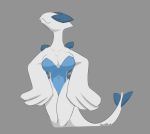  2018 anthro anthrofied big_breasts breasts digital_media_(artwork) eyes_closed female legendary_pok&eacute;mon lugia nintendo pok&eacute;mon pok&eacute;mon_(species) quadduck simple_background solo video_games white_skin wings 