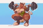  animal_genitalia animal_penis anthro balls big_breasts blush breasts cum dickgirl equine equine_penis exercise huge_breasts hyper hyper_breasts hyper_penis intersex mammal open_mouth penis solo vurrus weightlifting workout 