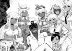  6+girls admiral_(zhan_jian_shao_nyu) ahoge animal_ears arabian_clothes bare_shoulders bracelet braid breasts brooklyn_(zhan_jian_shao_nyu) chinese cigarette collarbone comic couch cowboy_hat dark_skin dark_skinned_male dress earrings enemy_vessel_(zhan_jian_shao_nyu) facepaint feathers flower garrison_cap gloves goeben_(zhan_jian_shao_nyu) greyscale hair_flower hair_ornament hat holding holding_cigarette holding_spear holding_weapon indianapolis_(zhan_jian_shao_nyu) jackal_(zhan_jian_shao_nyu) jewelry large_breasts long_hair long_sleeves medium_breasts military military_uniform monochrome multiple_girls naval_uniform oklahoma_(zhan_jian_shao_nyu) peaked_cap polearm salt_lake_city_(zhan_jian_shao_nyu) sitting south_dakota_(zhan_jian_shao_nyu) spear sunglasses thonburi_(zhan_jian_shao_nyu) translation_request twin_braids uniform very_long_hair weapon y.ssanoha zhan_jian_shao_nyu 