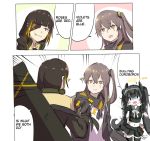  black_hair blush_stickers crying english eyepatch ferret girls_frontline gloves gun h&amp;k_ump handshake heckler_&amp;_koch m16a1_(girls_frontline) multiple_girls ouroboros_(girls_frontline) sangvis_ferri scar scar_across_eye speech_bubble submachine_gun surprised twintails ump45_(girls_frontline) weapon xiujia_yihuizi yellow_eyes 