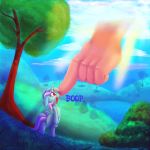  2018 ambiguous_gender boop cloud cutie_mark disembodied_hand duo equine female feral friendship_is_magic hair horn lyra_heartstrings_(mlp) mammal my_little_pony open_mouth solo_focus thediscorded tree unicorn 