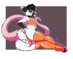  anthro anus backsack balls clothed clothing collar crossdressing lavenderpandy legwear looking_at_viewer male mammal marsupial opossum panties panties_aside rubber smile solo thick_thighs thigh_highs tongue tongue_out underwear underwear_aside 