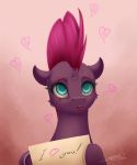  &lt;3 2018 blue_eyes broken_horn equine eye_scar female horn mammal my_little_pony my_little_pony_the_movie scar sign skitsniga solo tempest_shadow_(mlp) tongue tongue_out unicorn 