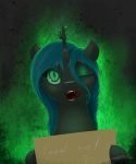  &lt;3 changeling eyeshadow fangs female friendship_is_magic green_hair green_theme hair horn licking licking_lips makeup my_little_pony one_eye_closed queen_chrysalis_(mlp) sign skitsniga smile solo tongue tongue_out wink 