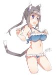  :d animal_ears bangs bare_arms bare_shoulders bikini blue_bikini blush breasts cat_ears cat_girl cat_tail cropped_legs dated eyebrows_visible_through_hair fang frilled_bikini frills grey_hair groin hair_between_eyes large_breasts long_hair maze_(gochama_ze_gohan) navel open_mouth original purple_eyes signature simple_background sketch smile solo standing swimsuit tail tail_raised twintails white_background 