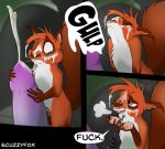  2018 absurd_res arrow_(scuzzyfox) balls claws comic cum cum_in_mouth cum_inflation cum_inside cum_on_face cumshot dialogue disembodied_penis duo ejaculation english_text feral hi_res inflation male male/male mammal messy open_mouth orgasm penis red_squirrel reed_(scuzzyfox) rodent scuzzyfox semi-anthro shaded sign_language signature size_difference solo_focus squirrel teeth text tongue 