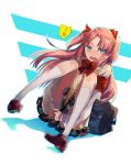  !!! 10s 1boy arikawa_hime artist_request blue_eyes blush covering covering_crotch eyebrows_visible_through_hair himegoto long_hair looking_at_viewer open_mouth pink_hair school_uniform shadow shoes solo thighhighs trap 