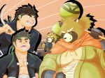  2018 anthro brown_fur canine clothed clothing fur group gyobu jinku_56 leaf male mammal overweight overweight_male robe scar tanuki tokyo_afterschool_summoners young 