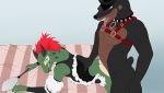  anal anthro argonian bed canine chaz_(scaleheat) clothing dog duke_doberman duo enookie harness hat invalid_tag lizard maid_uniform male mammal no_tail reptile scalie the_elder_scrolls uniform video_games 