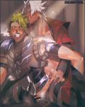  2boys anal clenched_teeth cum fate_(series) gen_yoro grin multiple_boys muscle penetration sex smile sweat teeth thrusting yaoi 