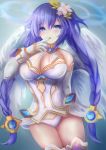  1girl blush breasts four_goddesses_online:_cyber_dimension_neptune long_hair neptune_(choujigen_game_neptune) neptune_(series) open_mouth purple_hair purple_heart suterisu wings 